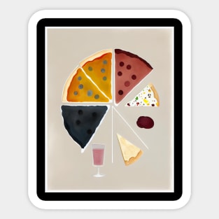 Minimalist Pizza and Wine Art Sticker
